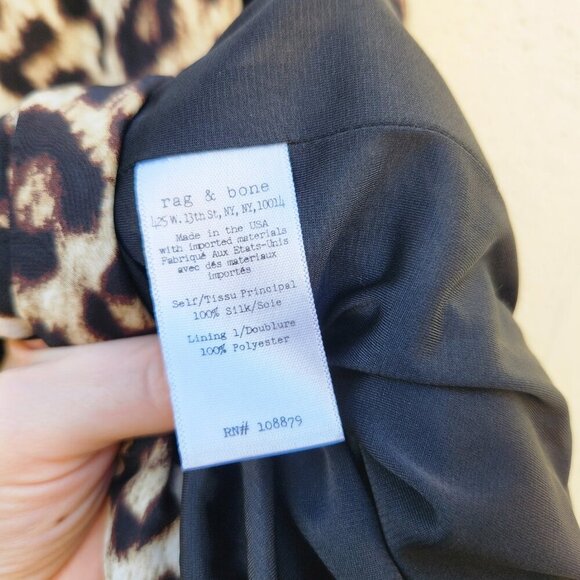 rag & bone Leopard Print 100% Silk Midi Dress - Picture 10 of 11